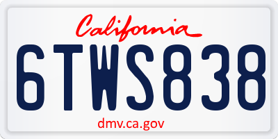 CA license plate 6TWS838