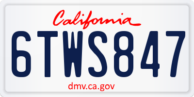 CA license plate 6TWS847