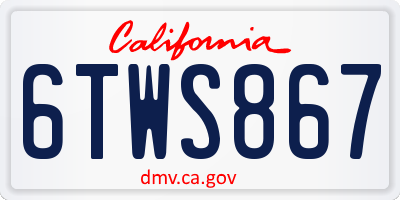 CA license plate 6TWS867