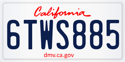 CA license plate 6TWS885