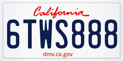 CA license plate 6TWS888
