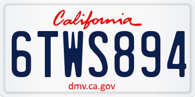 CA license plate 6TWS894