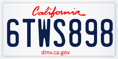 CA license plate 6TWS898