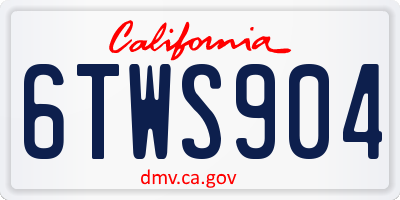 CA license plate 6TWS904