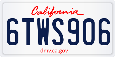 CA license plate 6TWS906