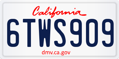 CA license plate 6TWS909