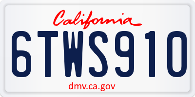 CA license plate 6TWS910
