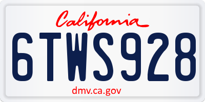 CA license plate 6TWS928