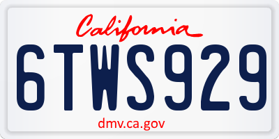 CA license plate 6TWS929