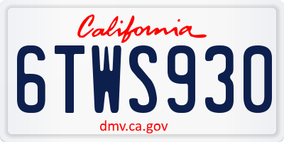 CA license plate 6TWS930