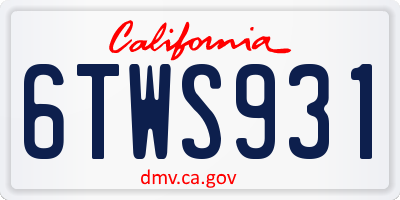 CA license plate 6TWS931