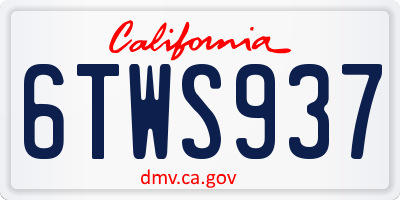 CA license plate 6TWS937