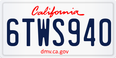 CA license plate 6TWS940