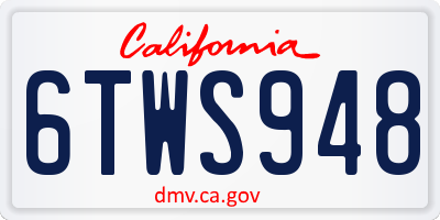 CA license plate 6TWS948