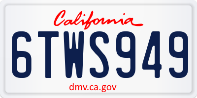 CA license plate 6TWS949