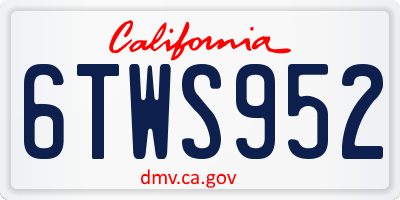 CA license plate 6TWS952