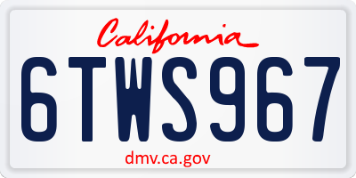 CA license plate 6TWS967