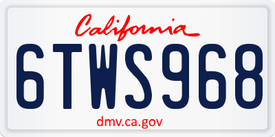 CA license plate 6TWS968