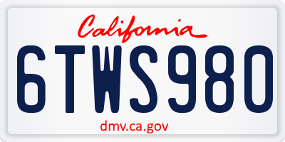 CA license plate 6TWS980