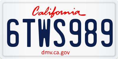 CA license plate 6TWS989