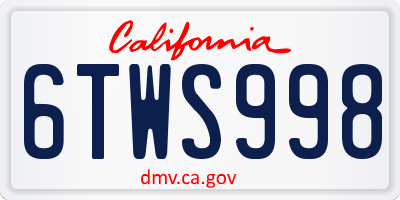 CA license plate 6TWS998