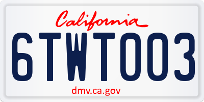 CA license plate 6TWT003
