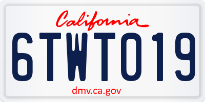 CA license plate 6TWT019