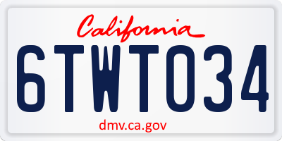 CA license plate 6TWT034