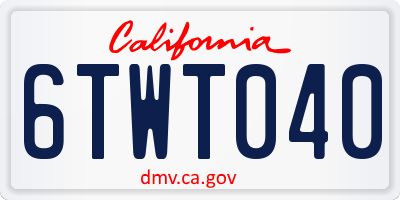 CA license plate 6TWT040