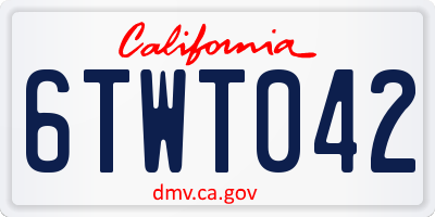CA license plate 6TWT042