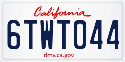 CA license plate 6TWT044