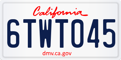 CA license plate 6TWT045