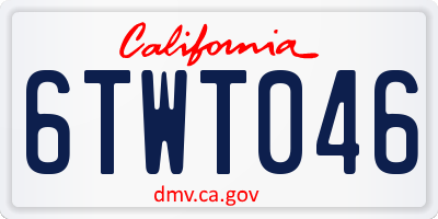 CA license plate 6TWT046