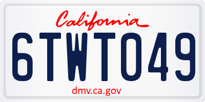 CA license plate 6TWT049