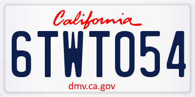 CA license plate 6TWT054