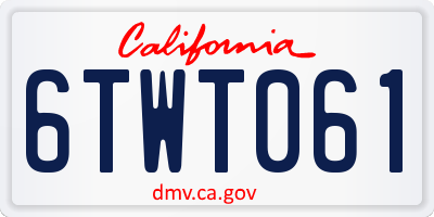 CA license plate 6TWT061