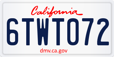 CA license plate 6TWT072