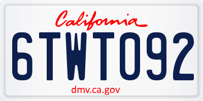 CA license plate 6TWT092
