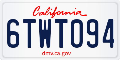 CA license plate 6TWT094