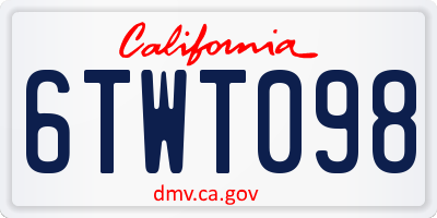 CA license plate 6TWT098