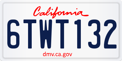 CA license plate 6TWT132