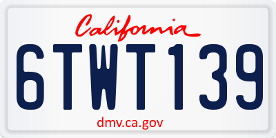 CA license plate 6TWT139