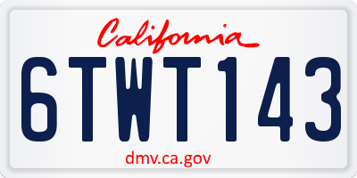 CA license plate 6TWT143