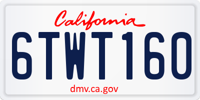 CA license plate 6TWT160