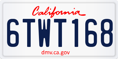 CA license plate 6TWT168