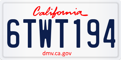 CA license plate 6TWT194