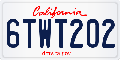 CA license plate 6TWT202