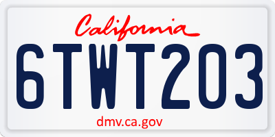 CA license plate 6TWT203