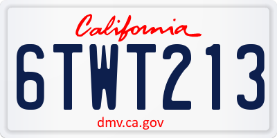CA license plate 6TWT213