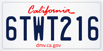 CA license plate 6TWT216